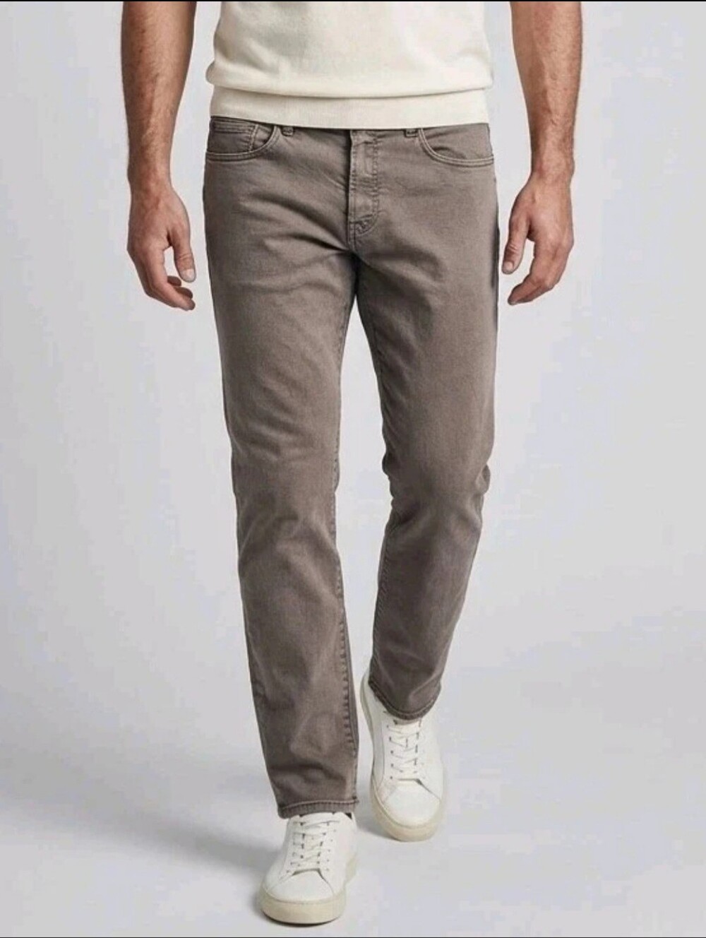 Bonobos Athletic Jeans Mens 35x30 Beige Tan Denim Slim Fit Straight Stretch